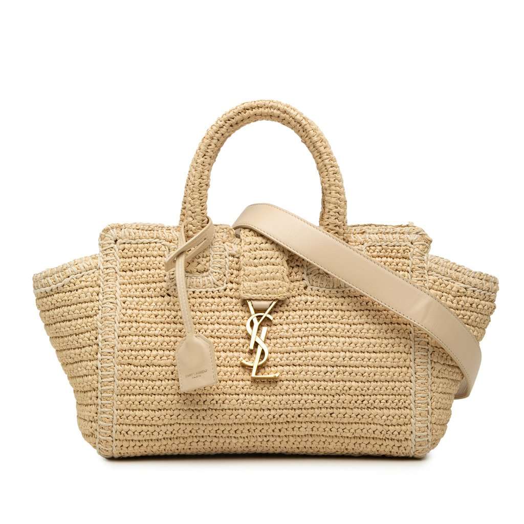 Saint Laurent Baby Raffia Monogram Downtown Cabas Beige Very good condition - Front View