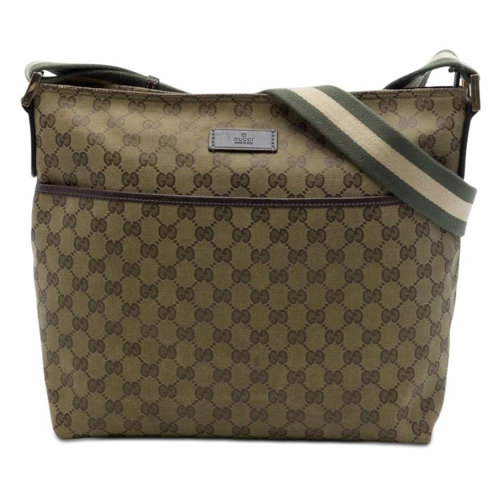 Gucci GG Canvas Web Crossbody Beige Very good - Front View