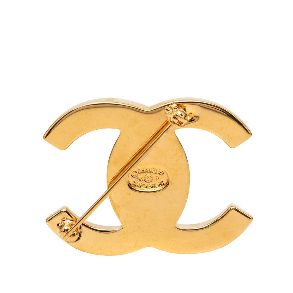 Chanel CC Gold Plated Turn Lock Brooch Gold Metal Very good - Back View