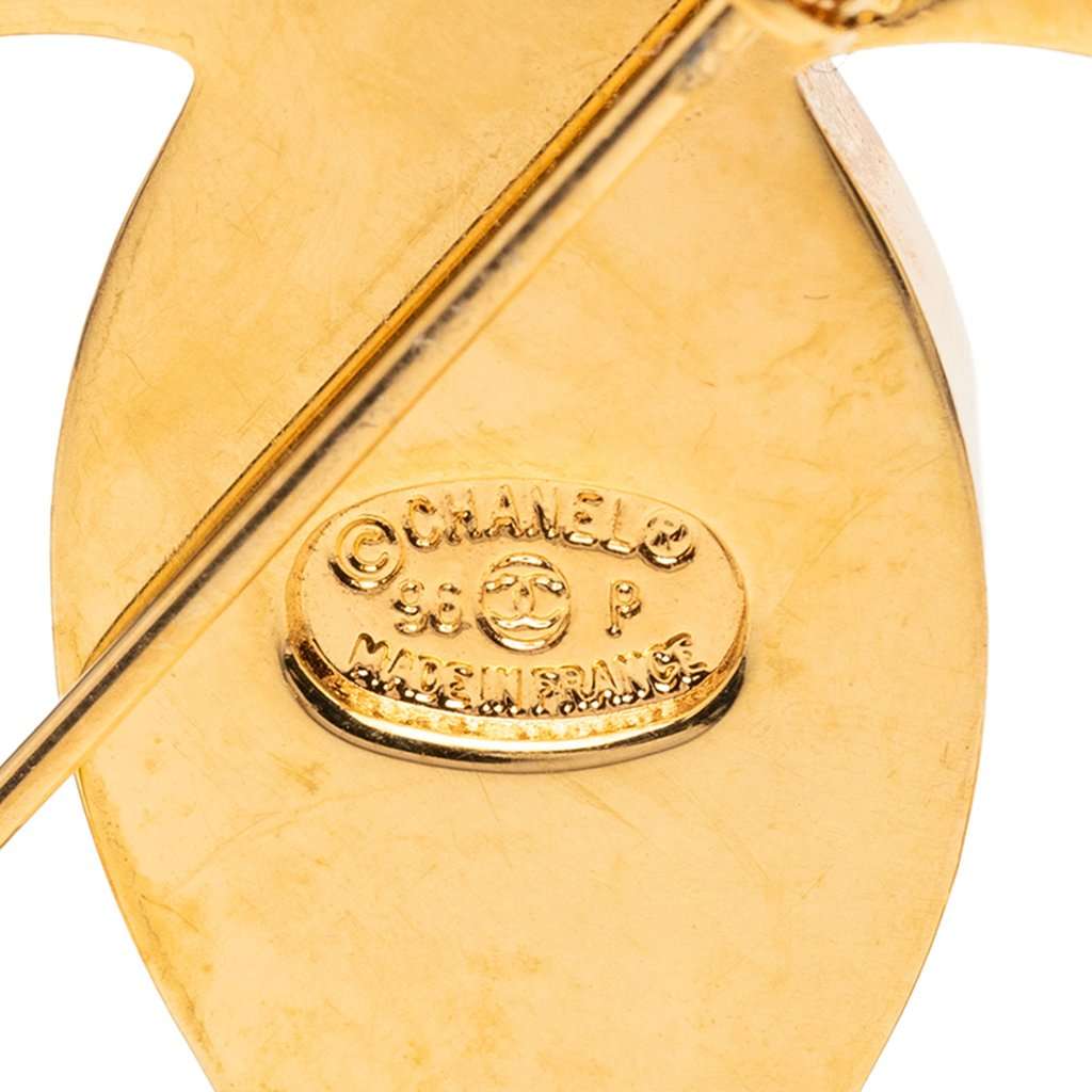 Chanel CC Gold Plated Turn Lock Brooch Gold Metal Very good - Inside View