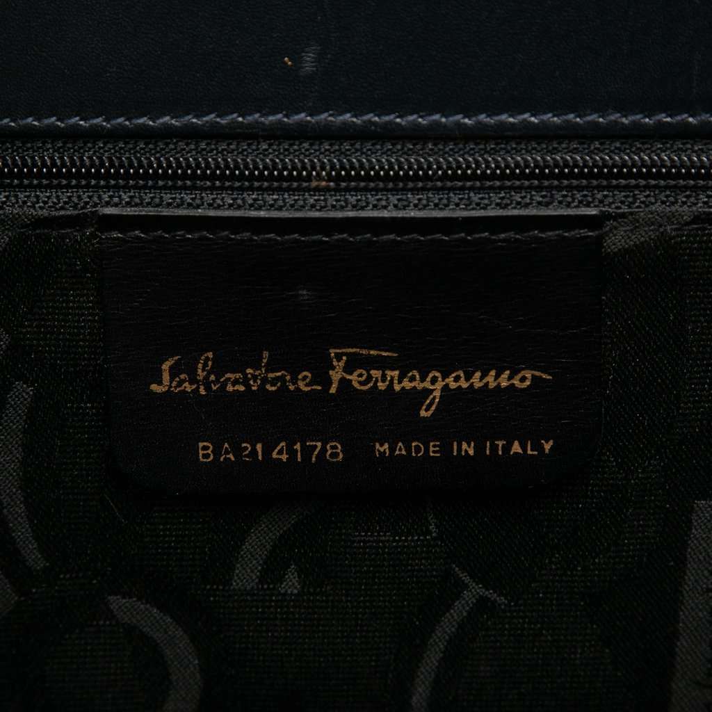 Ferragamo Leather Vara Bow Satchel Black Leather Very good - Box View