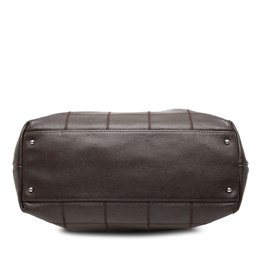 Chanel Chocolate Bar Stitched Caviar Tote Brown Leather Very good - Inside View
