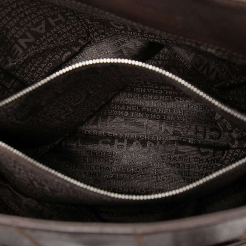 Chanel Chocolate Bar Stitched Caviar Tote Brown Leather Very good - Model View