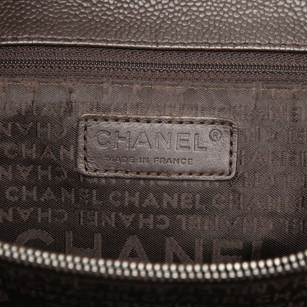 Chanel Chocolate Bar Stitched Caviar Tote Brown Leather Very good - Box View