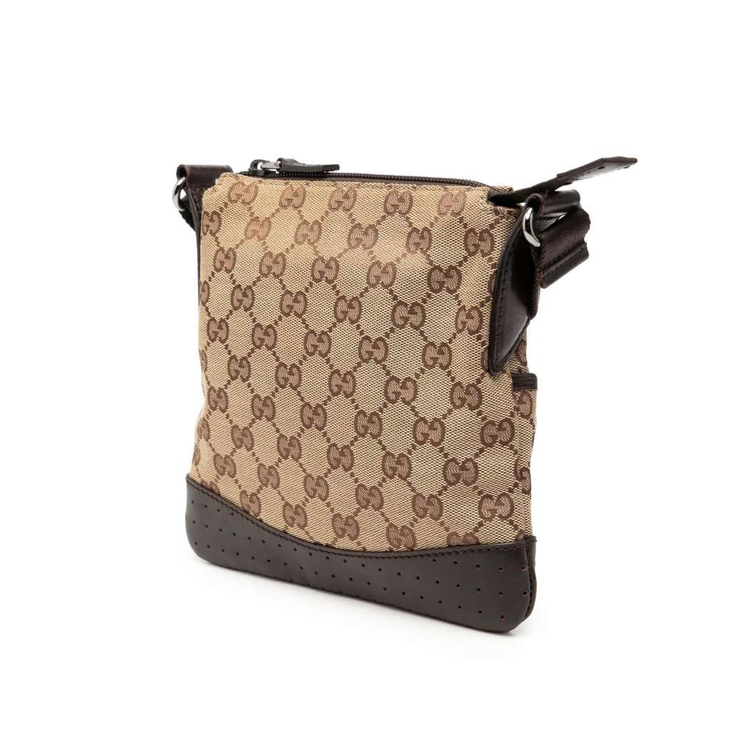 Gucci Small GG Canvas Perforated Crossbody Beige Very good condition - Back View