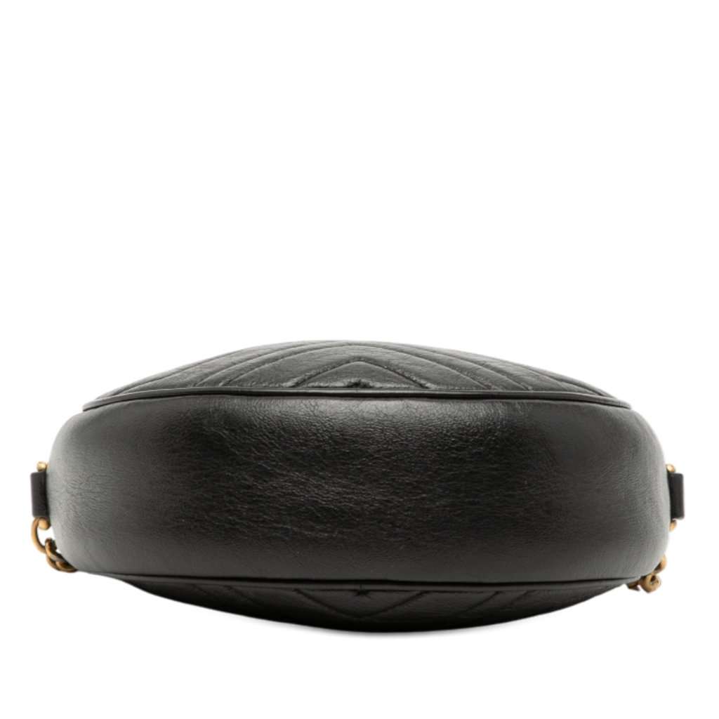 Gucci Mini GG Marmont Matelasse Leather Round Crossbody Black Leather Very good - Inside View