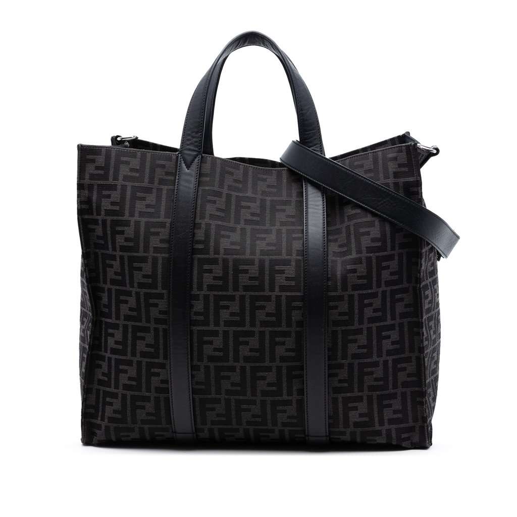 Fendi Large Zucca Jacquard Shopper Tote Black Very good - Front View