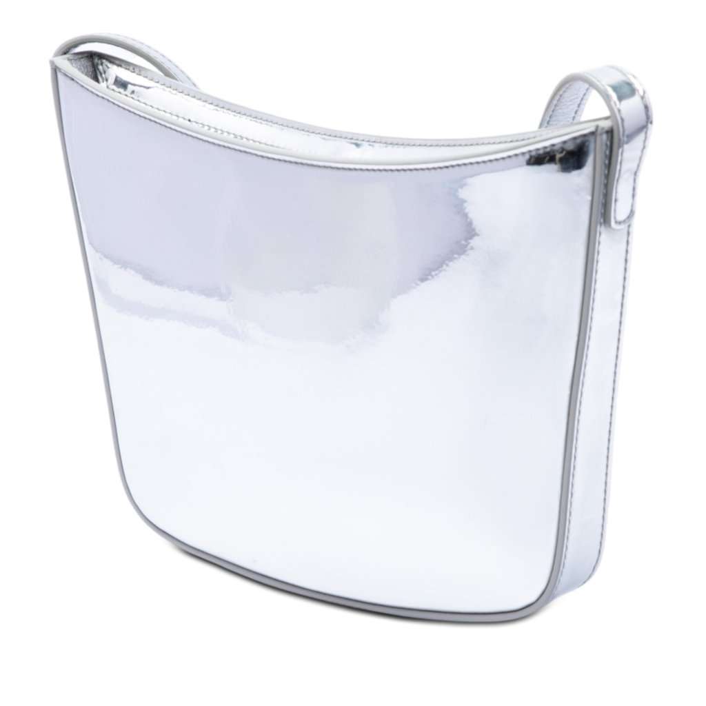 Celine Medium Metallic Leather Croque Shoulder Bag Silver Leather Very good condition - Back View