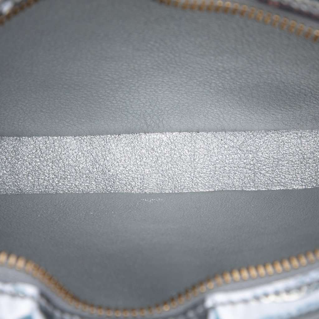 Celine Medium Metallic Leather Croque Shoulder Bag Silver Leather Very good condition - Model View