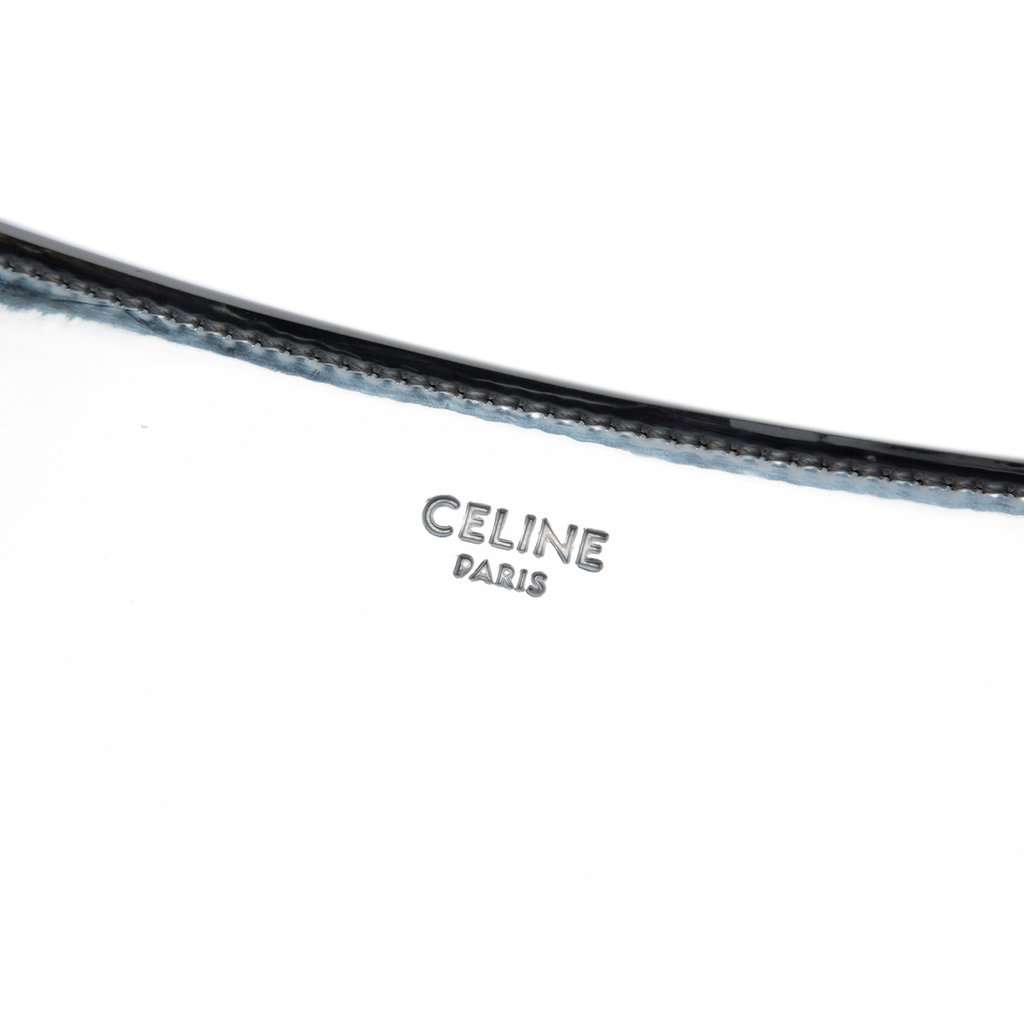 Celine Medium Metallic Leather Croque Shoulder Bag Silver Leather Very good condition - Box View