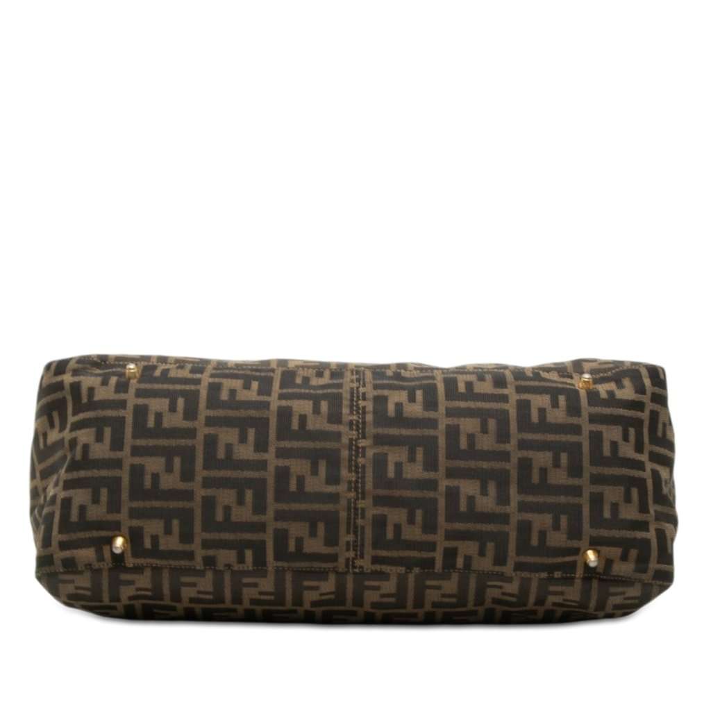 Fendi Large Zucca Canvas Twins Tote Brown Good - Inside View