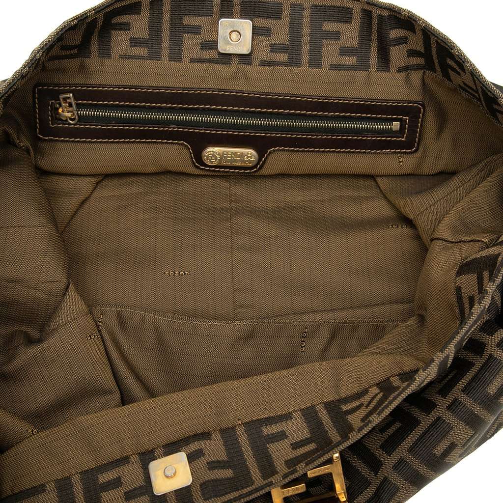 Fendi Large Zucca Canvas Twins Tote Brown Good - Model View