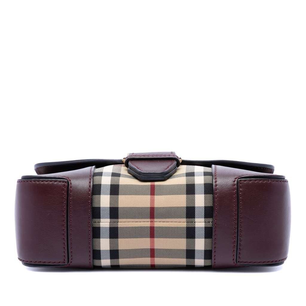 Burberry Small Haymarket Check Nylon and Leather Dickens Crossbody Red Leather Very good - Inside View