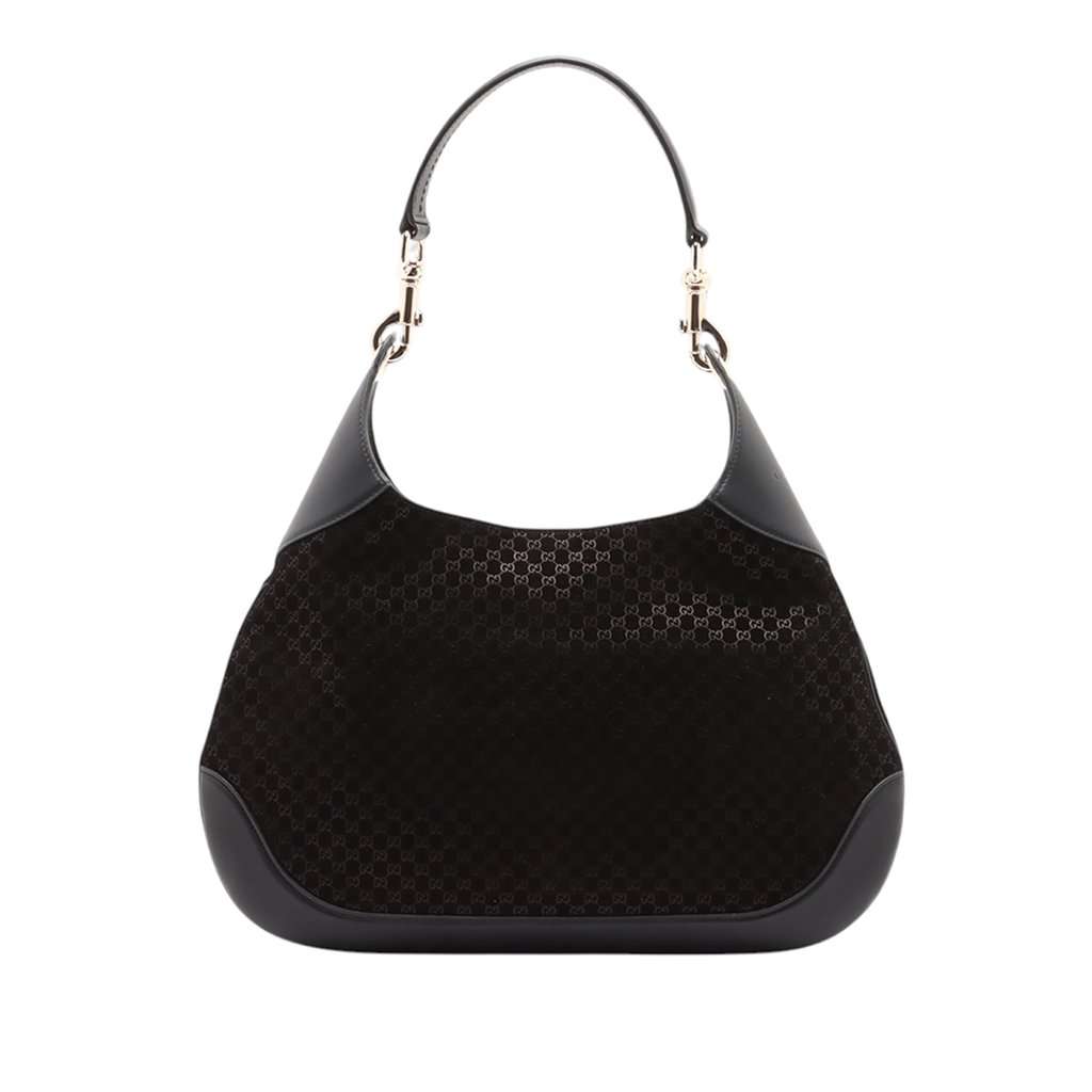 Gucci Medium Micro GG Suede B Hobo Black Leather Very good condition - Back View