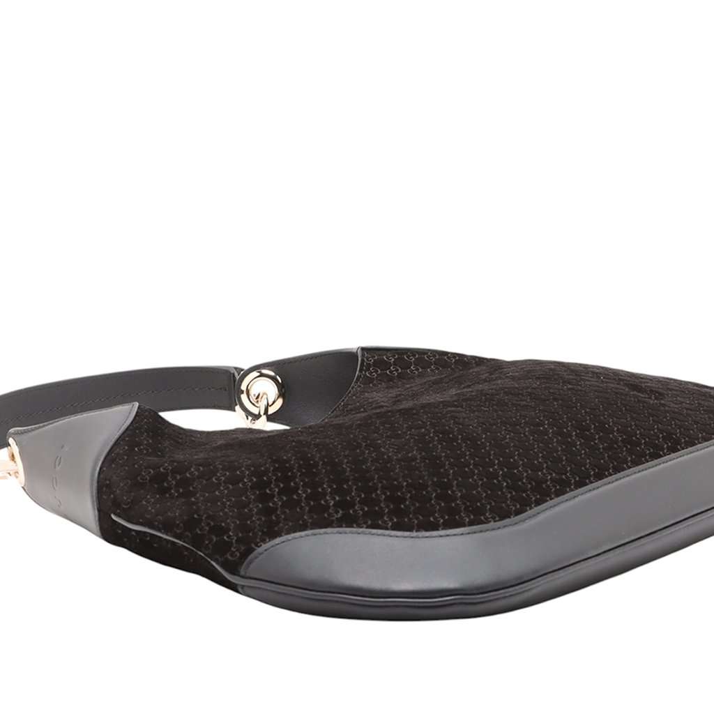 Gucci Medium Micro GG Suede B Hobo Black Leather Very good condition - Inside View