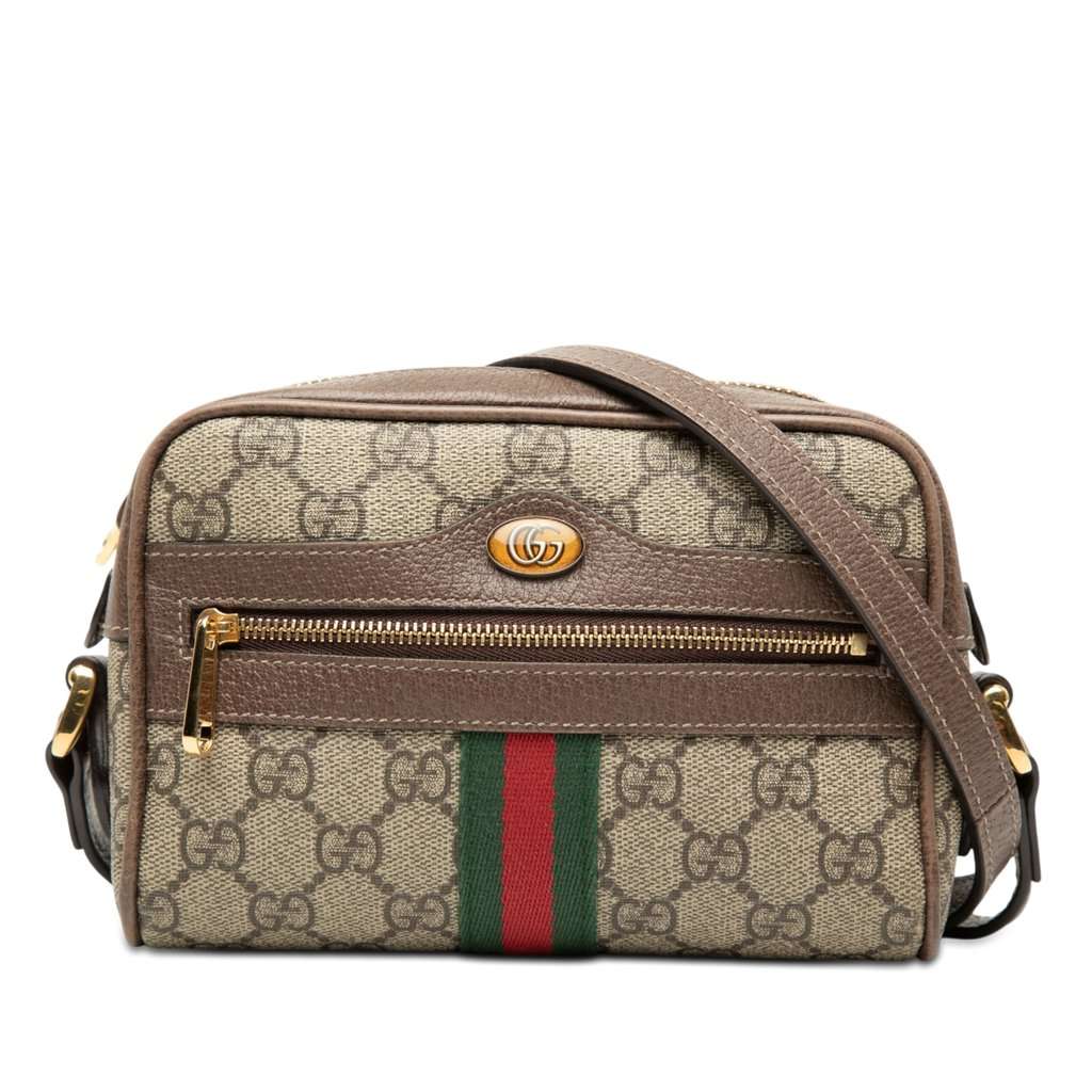 Gucci Mini GG Supreme Web Ophidia Crossbody Beige Very good - Front View