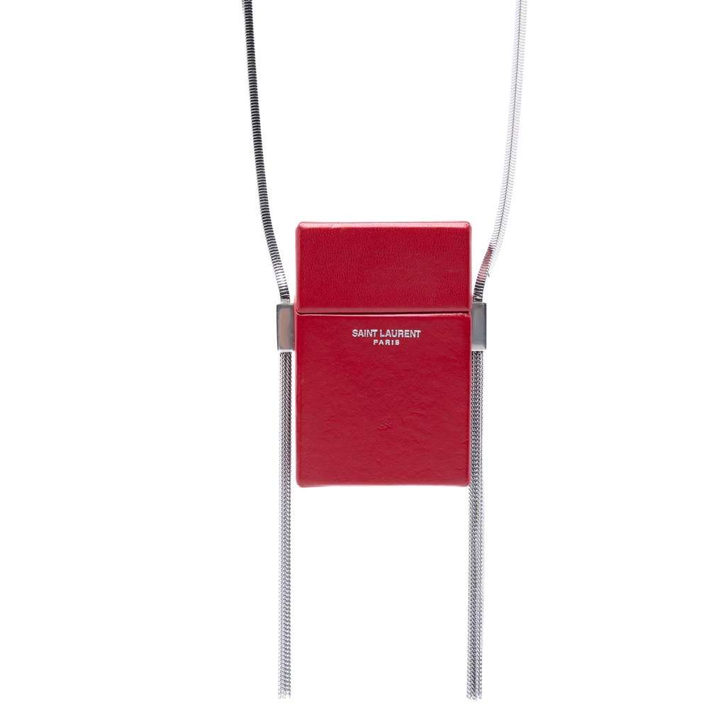 Saint Laurent Mini Lambskin Smoking Box Crossbody Red Leather Very good condition - Front View