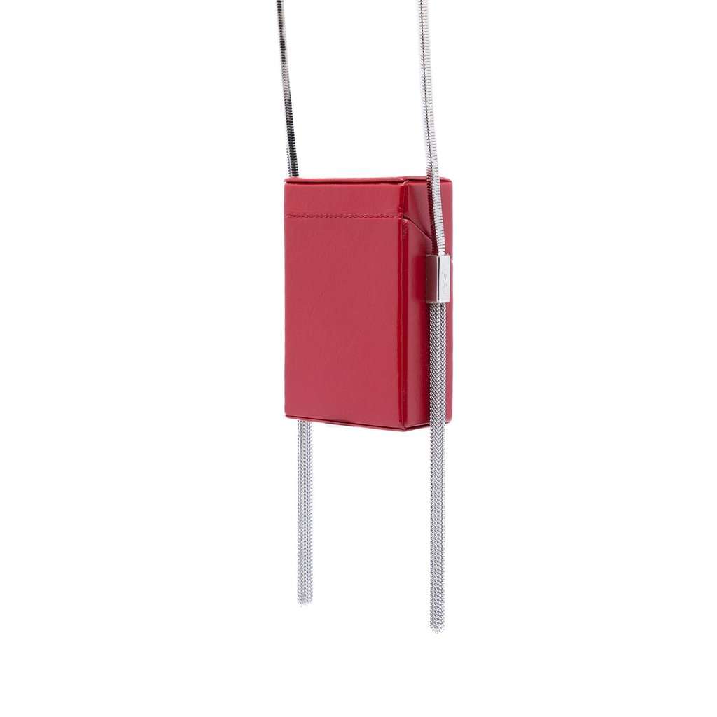 Saint Laurent Mini Lambskin Smoking Box Crossbody Red Leather Very good condition - Back View