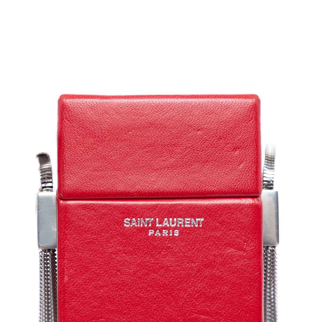 Saint Laurent Mini Lambskin Smoking Box Crossbody Red Leather Very good condition - Model View
