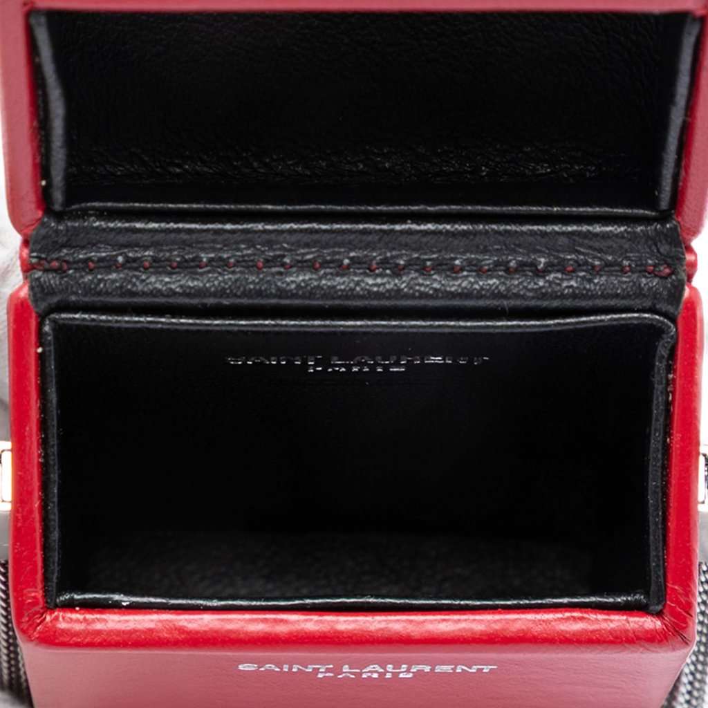 Saint Laurent Mini Lambskin Smoking Box Crossbody Red Leather Very good condition - Box View