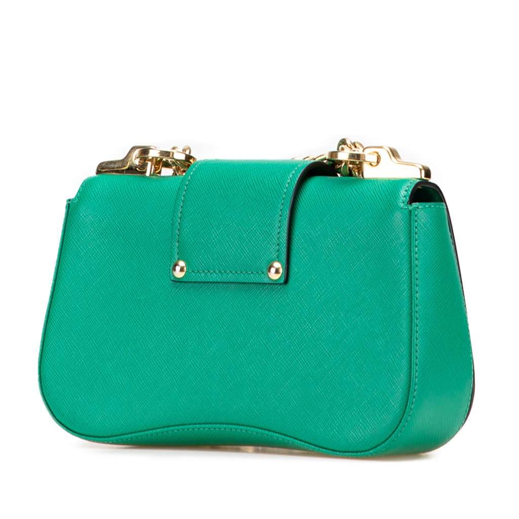 Prada Saffiano Sidonie Crossbody Green Leather Very good condition - Back View