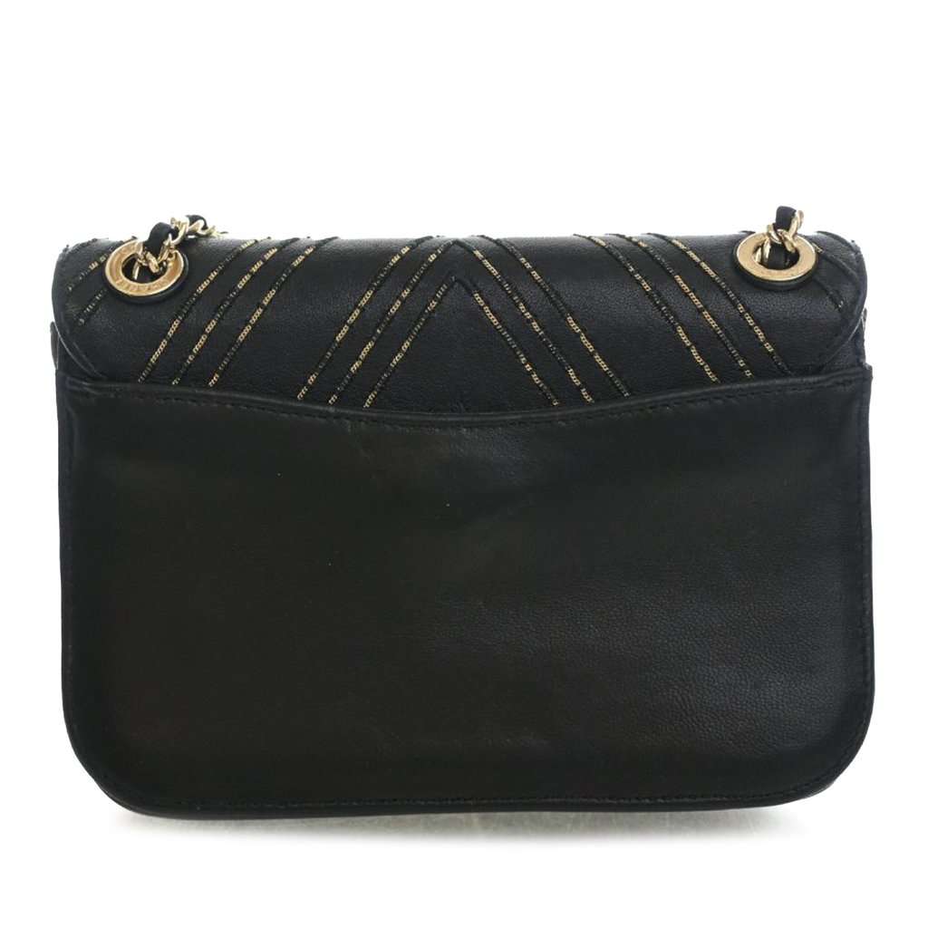 Chanel Small Chevron Sheepskin Subtle Flap Black Leather Very good - Back View