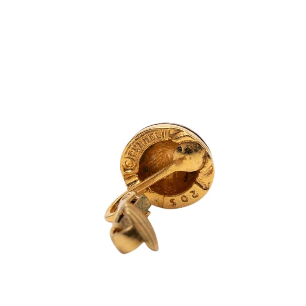 Chanel Gold Plated CC Round Clip On Earrings Gold Metal Very good condition - Inside View