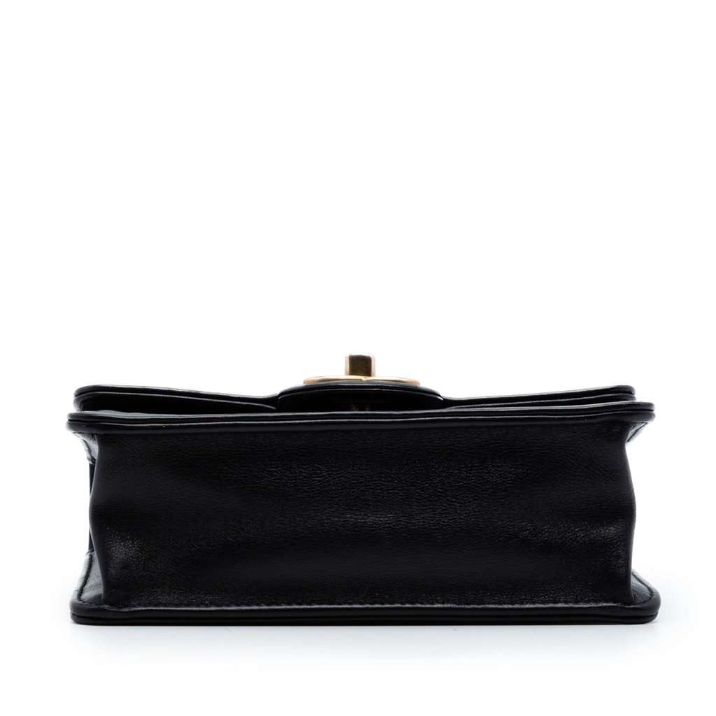 Chanel Mini Square Calfskin Coco Embossed Flap Black Leather Very good condition - Inside View