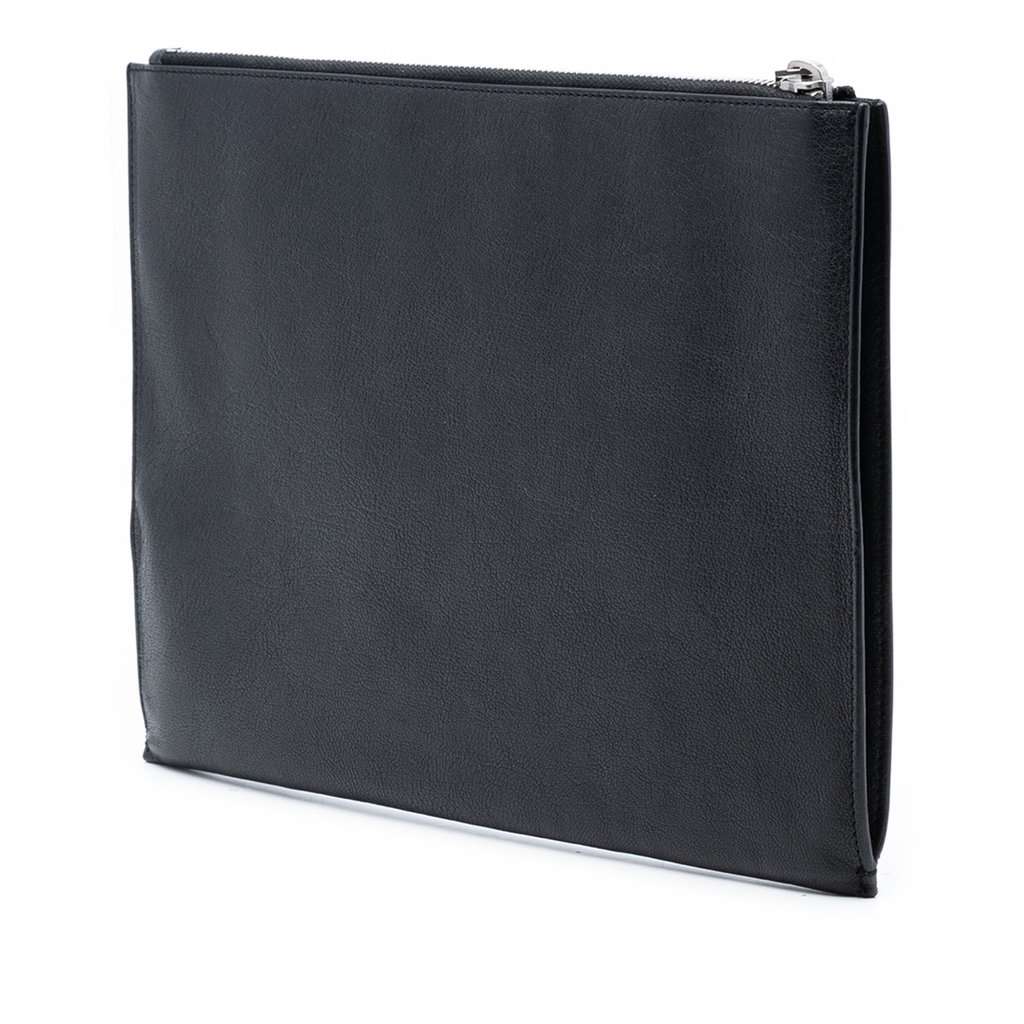 Saint Laurent Leather Star Rider Tablet Pouch Black Leather Very good condition - Back View