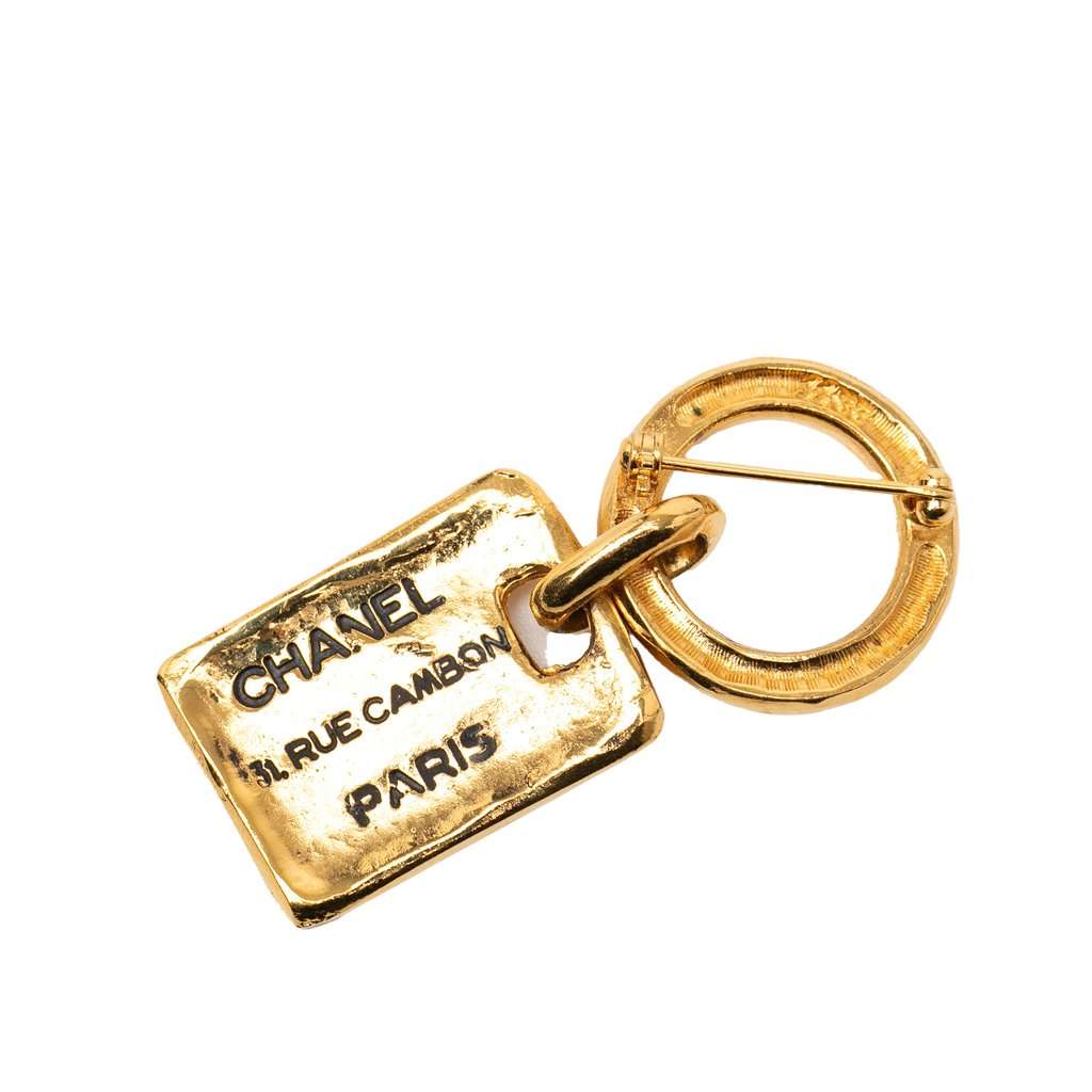 Chanel Gold Plated Rue Cambon Tag Brooch Gold Metal Very good - Back View
