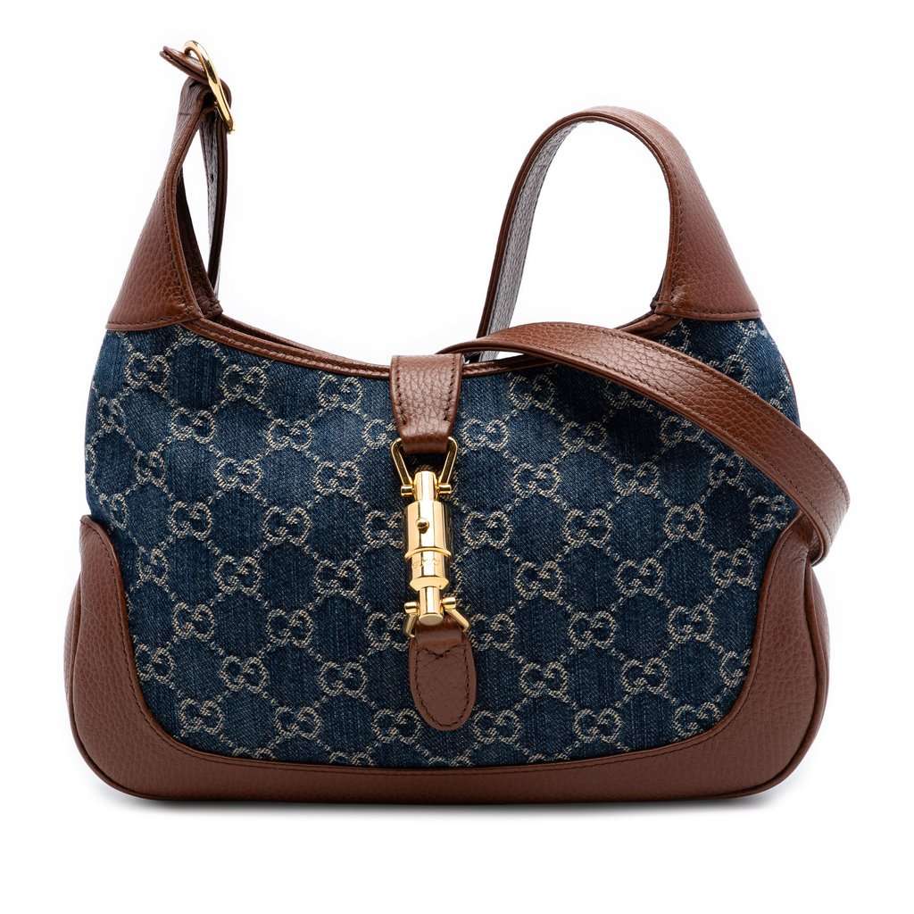 Gucci Small GG Denim Jackie 1961 Crossbody Blue Very good condition - Front View