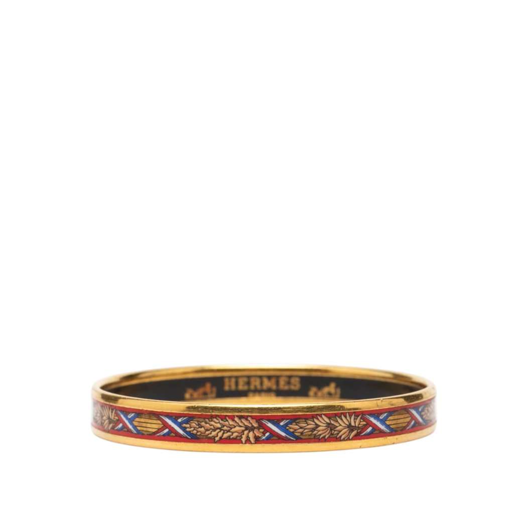 Hermès Narrow Liberte Egalite Fraternite Enamel Bangle 65 Red Very good condition - Front View