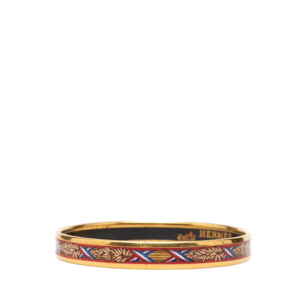 Hermès Narrow Liberte Egalite Fraternite Enamel Bangle 65 Red Very good condition - Back View