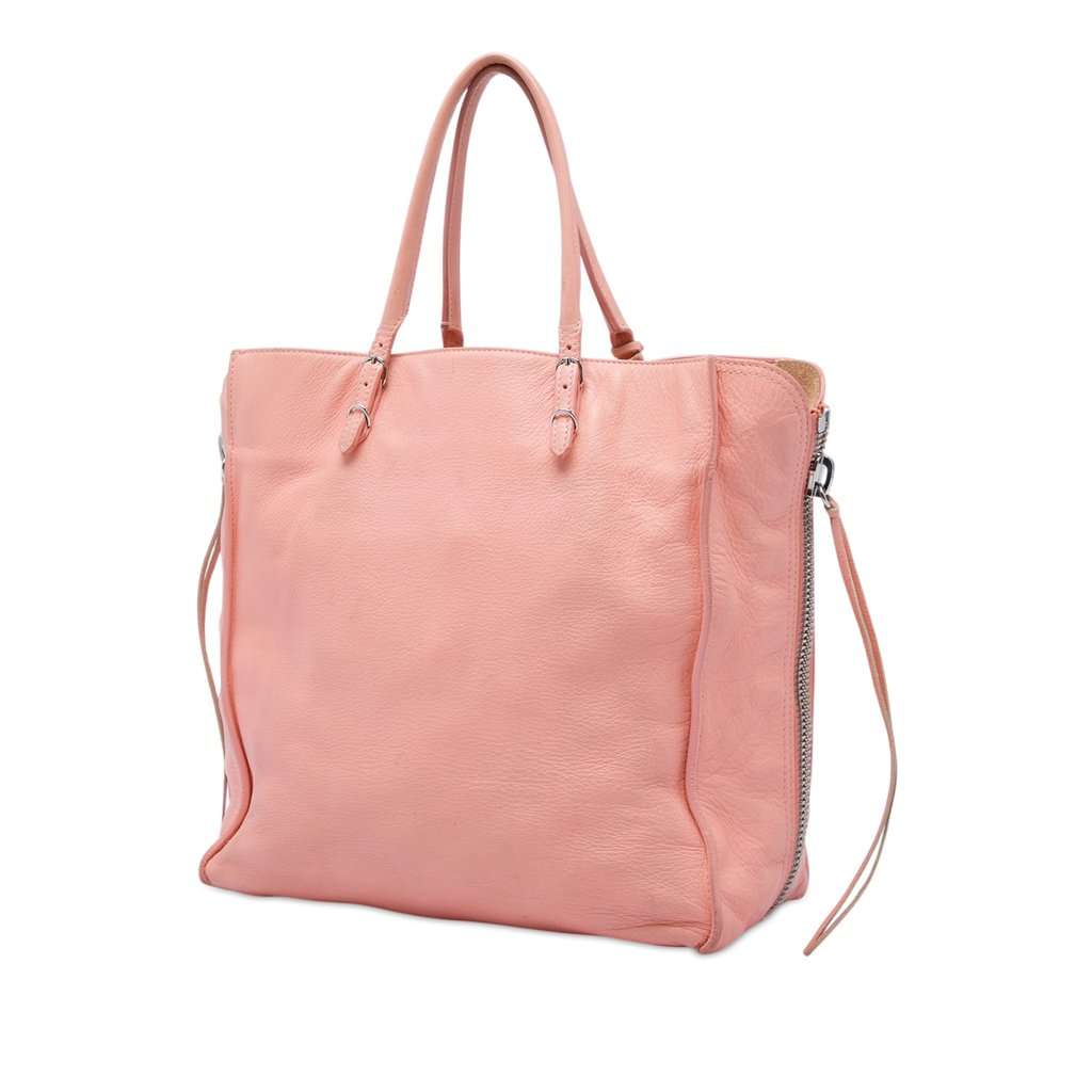 Balenciaga Leather Papier A5 Zip Around Tote Pink Leather Very good - Back View