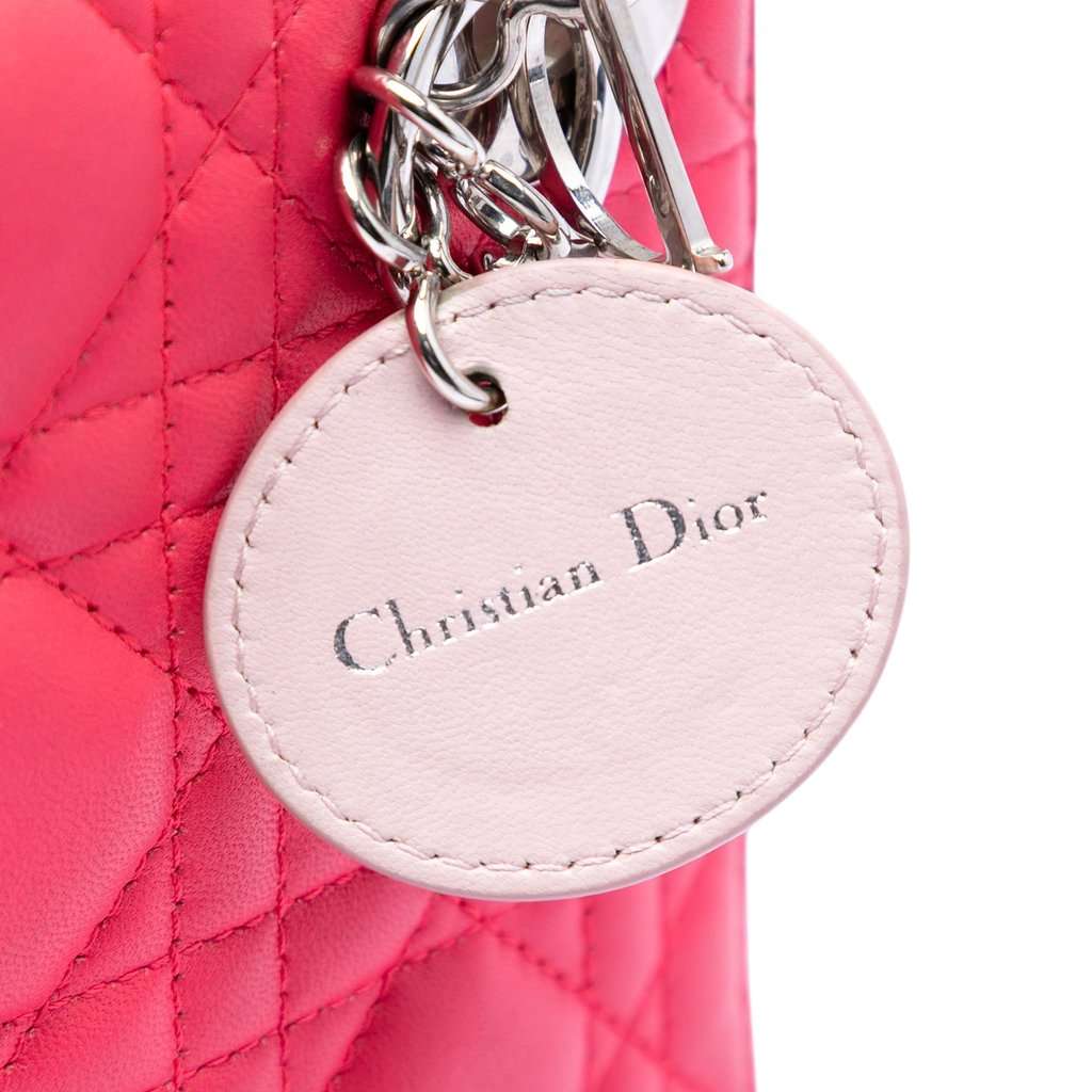 Dior Mini Tricolor Lambskin Cannage Lady Dior Pink Leather Very good condition - Box View