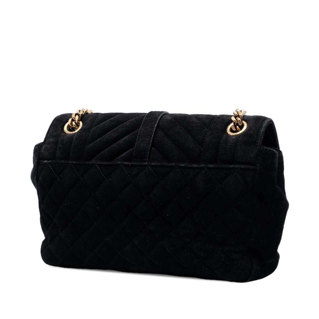 Saint Laurent Medium Suede Triquilt Monogram College Bag Black Leather Very good condition - Back View