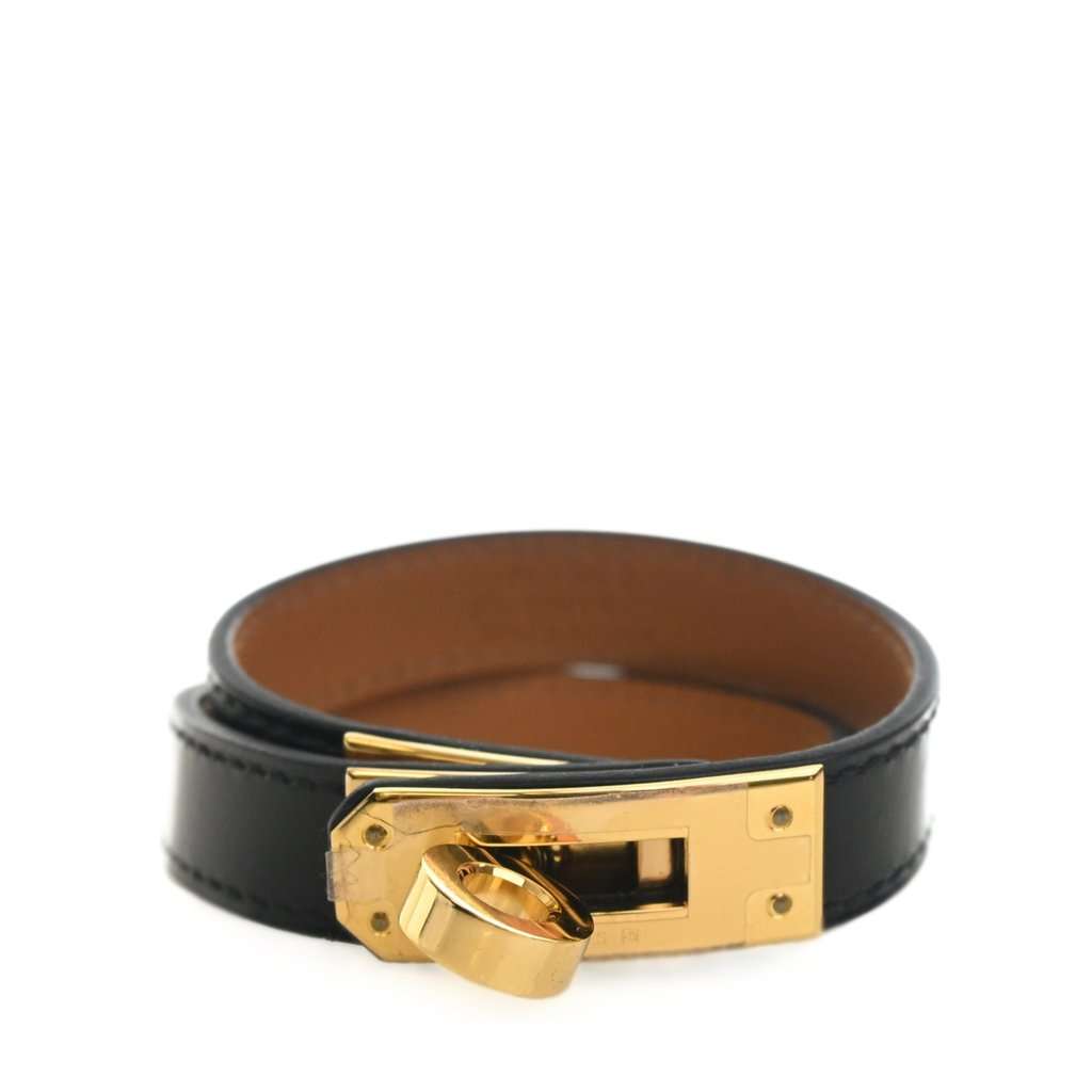 Hermès Swift Kelly Double Tour Bracelet Black Leather Very good condition - Front View