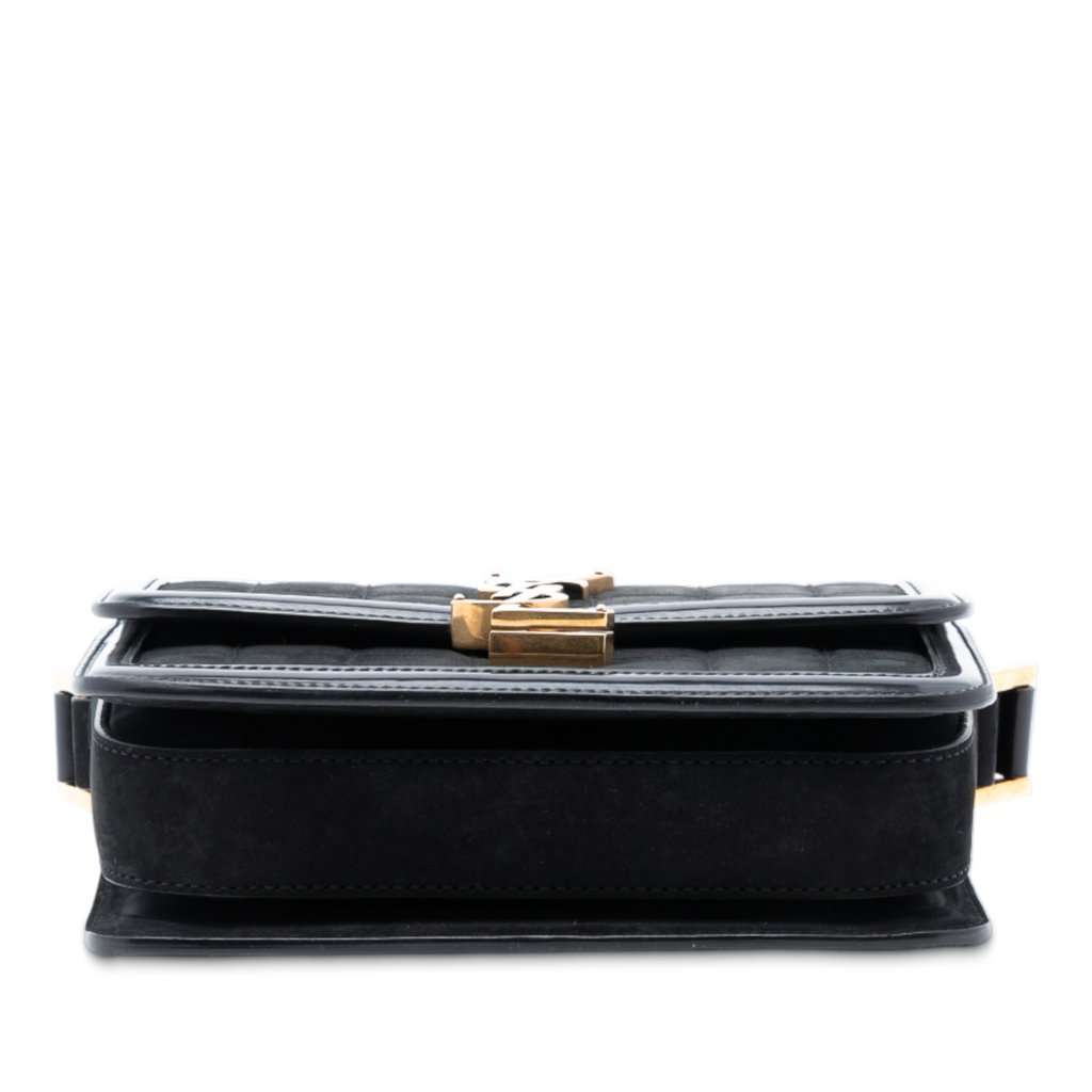 Saint Laurent Small Quilted Suede Solferino Satchel In Box Black Leather Very good - Inside View