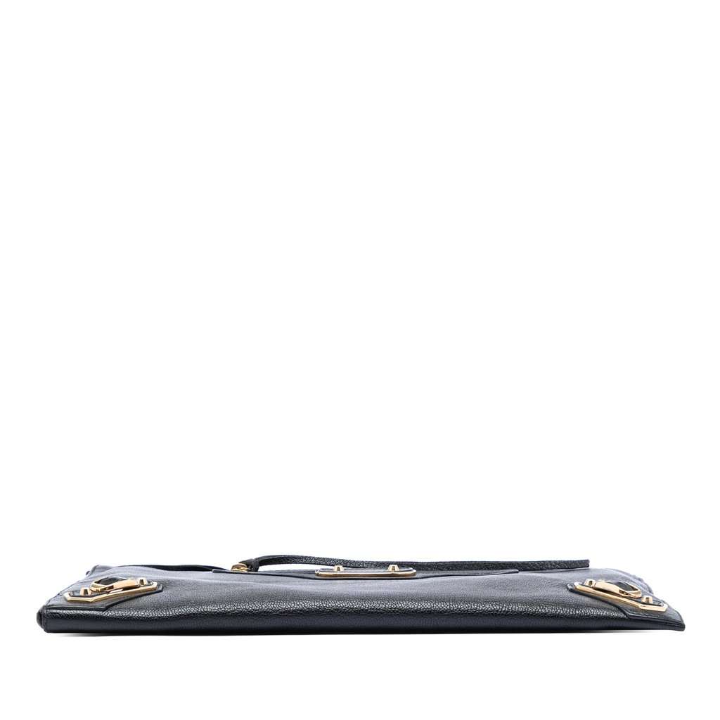 Balenciaga Goatskin Motocross Classic Metallic Edge Clutch Black Leather Very good condition - Inside View