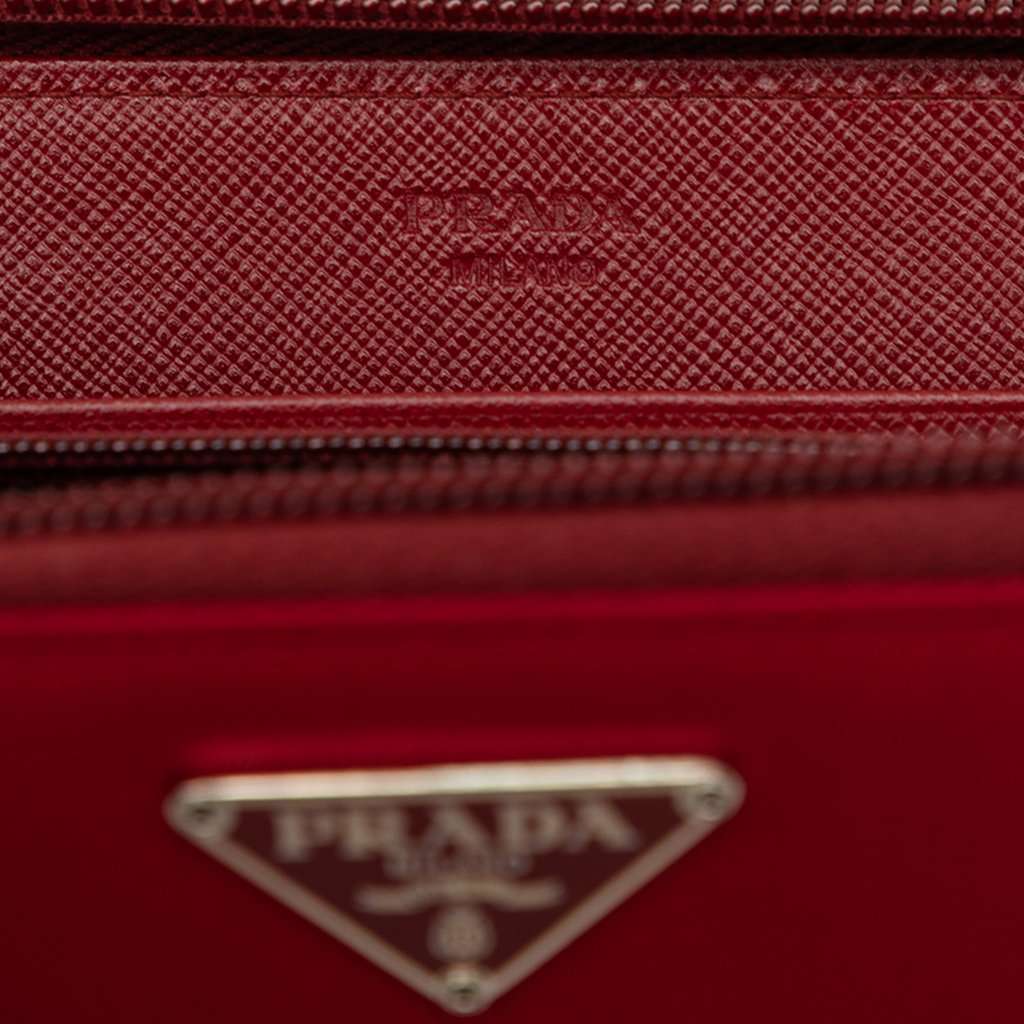 Prada Tessuto Zip Around Wallet Red Very good condition - Box View