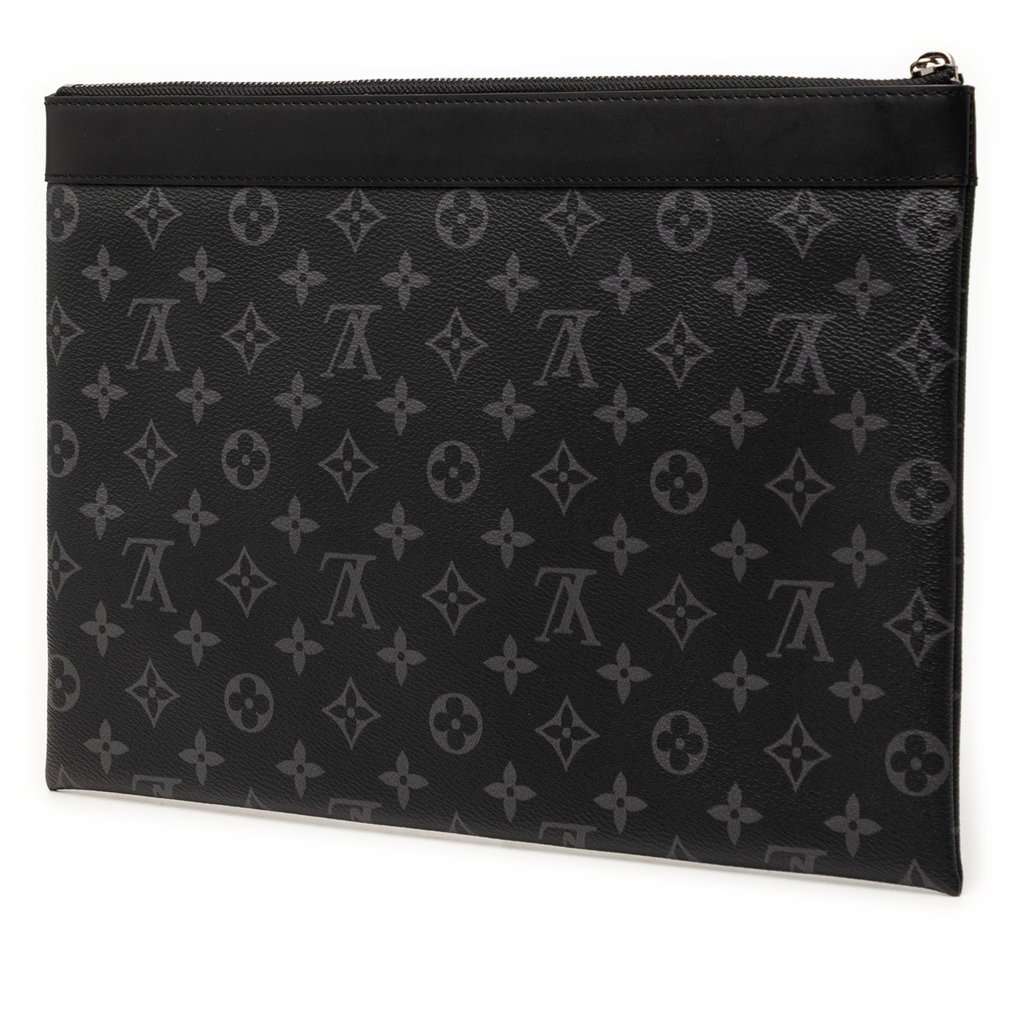 Louis Vuitton Monogram Eclipse Discovery Pochette GM Black Very good - Back View