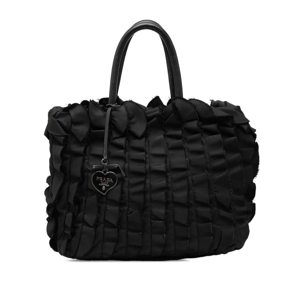Prada Tessuto Ruffle Tote Black Very good condition - Front View