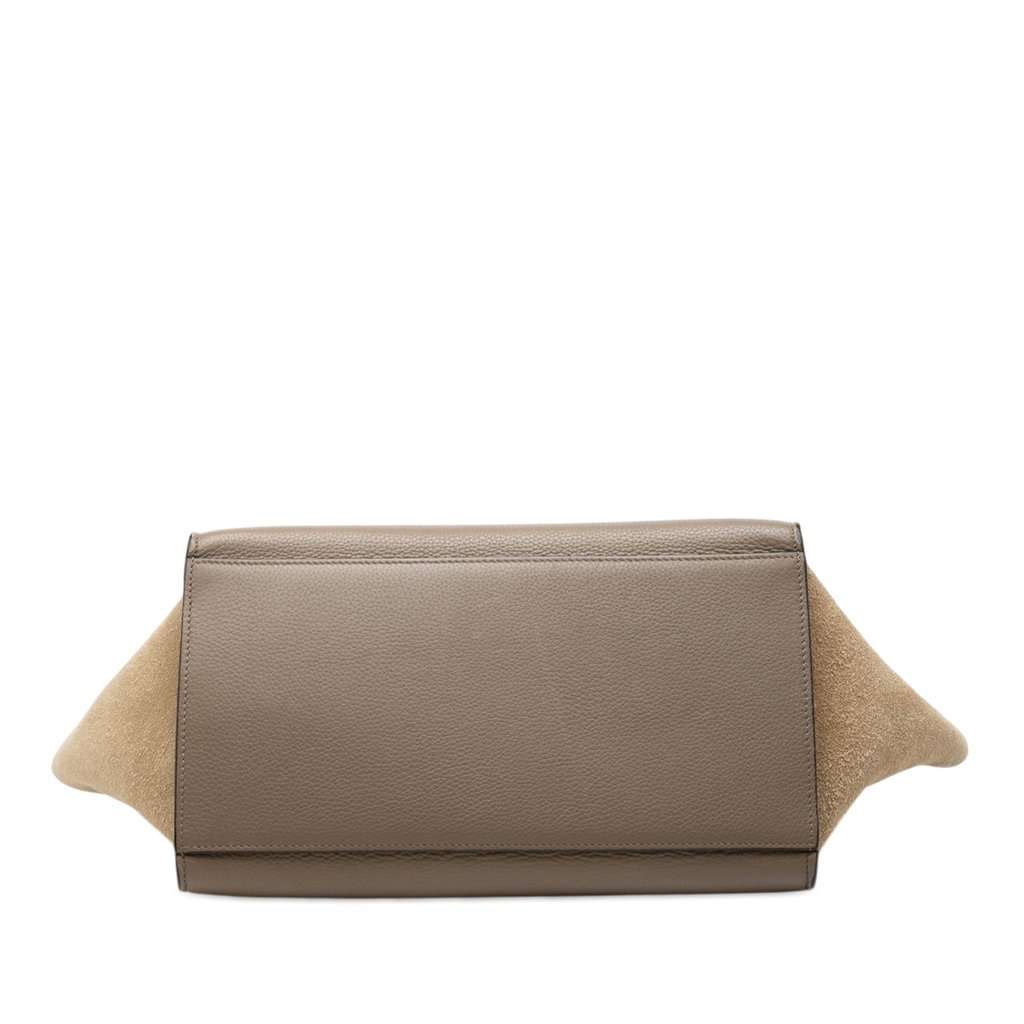 Celine Small Bicolor Calfskin and Suede Trapeze Satchel Brown Leather Very good - Inside View