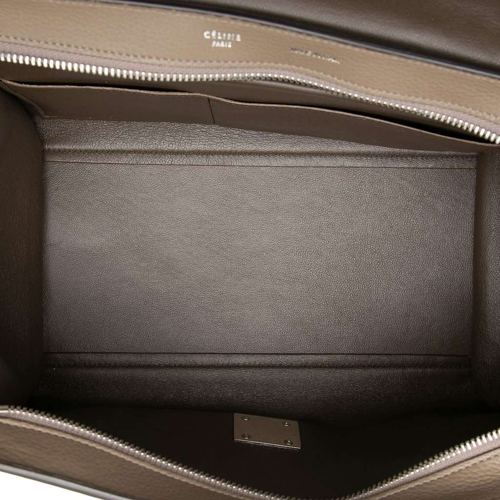 Celine Small Bicolor Calfskin and Suede Trapeze Satchel Brown Leather Very good - Model View