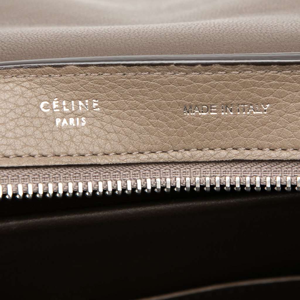 Celine Small Bicolor Calfskin and Suede Trapeze Satchel Brown Leather Very good - Box View