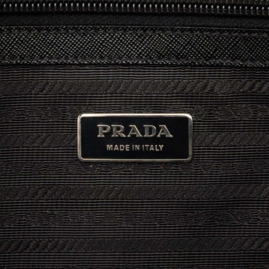 Prada Saffiano Trimmed Tessuto Business Bag Black Very good - Box View