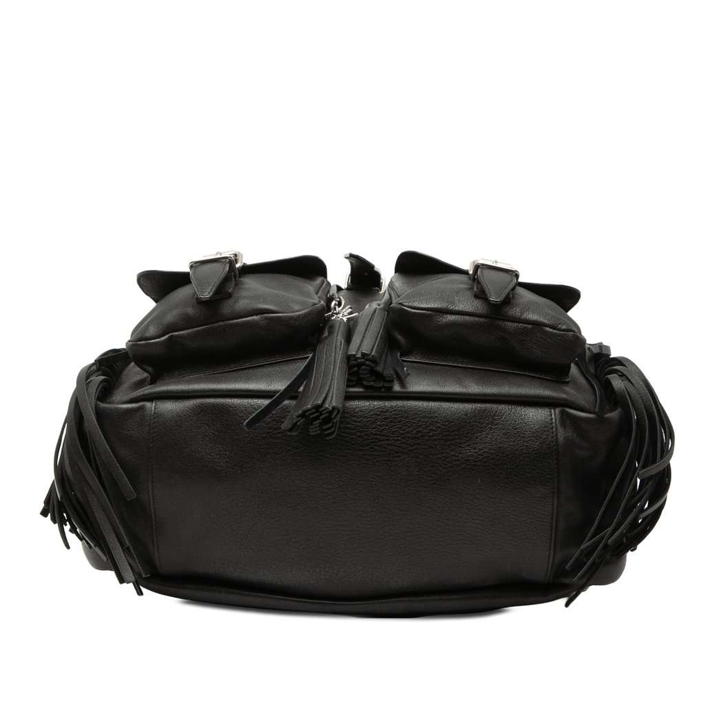 Saint Laurent Calfskin Fringe Festival Backpack Black Leather Very good - Inside View
