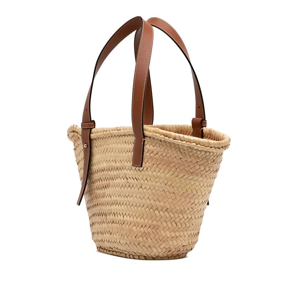 LOEWE Small Raffia Anagram Basket Tote Beige Very good - Back View
