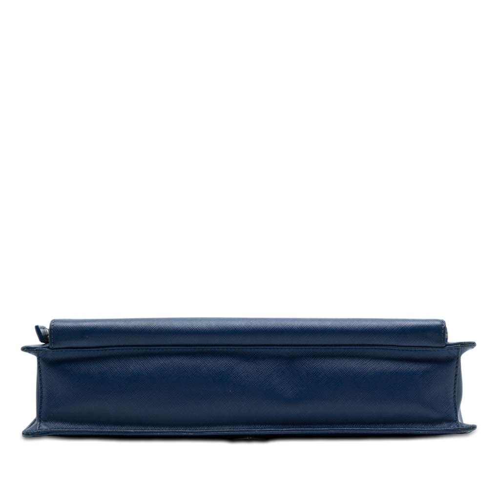 Prada Saffiano Cuir Travel Front Zip Pocket Briefcase Blue Leather Very good condition - Inside View