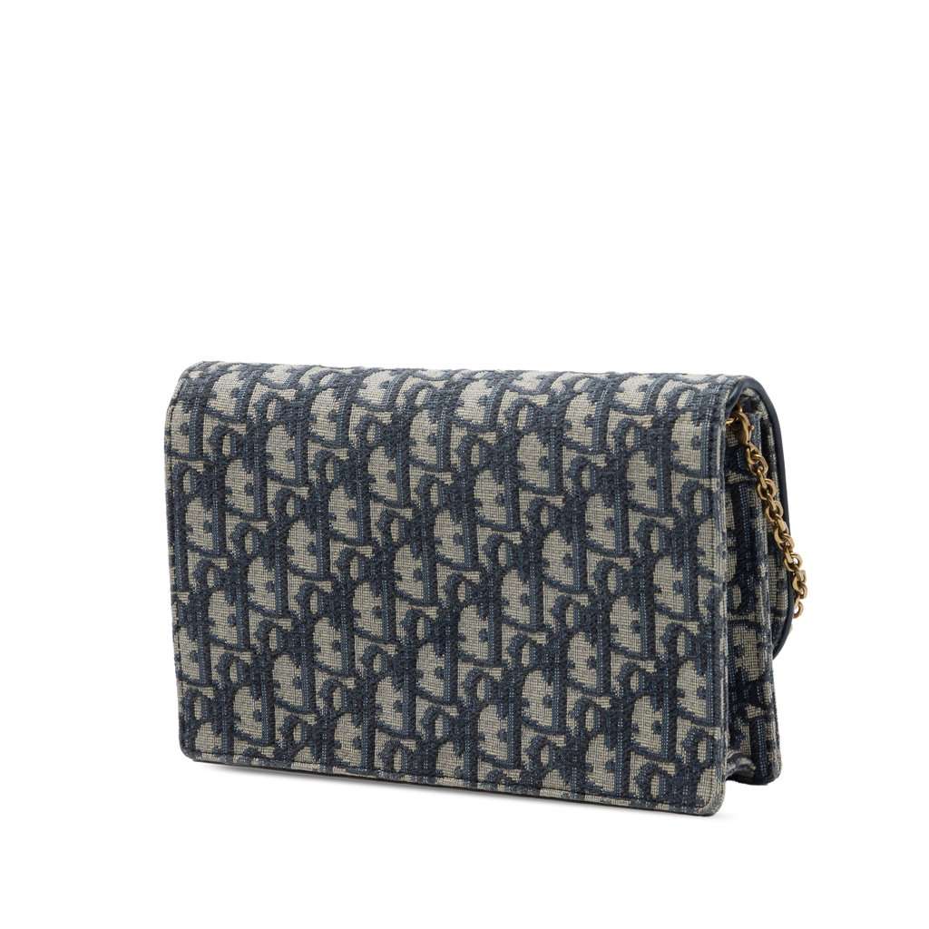 Dior Oblique Canvas Saddle Pouch Wallet on Chain Blue Very good condition - Back View